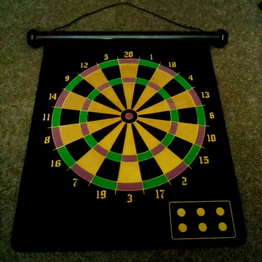 Double sided magnetic dartboard